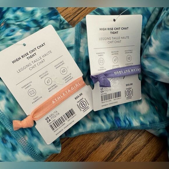 NWT New ATHLETE Girls High Rise Chit Chat Legging Tight Aqua Floral M or XXL - Picture 9 of 9